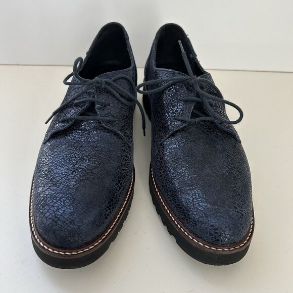 Mephisto Sabatina Patent Leather Oxford Lace Up Derby Shoes Womens Sz 9 Blue - Picture 4 of 11